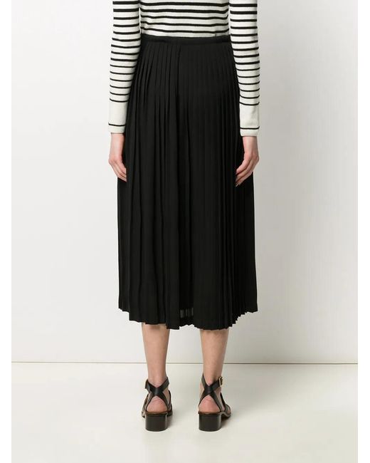 Valentino Black Pleated Midi Skirt