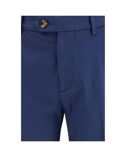 Brunello Cucinelli Blue Cotton Pants for men
