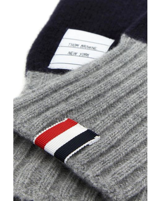 Thom Browne Black Two-tone Wool Gloves for men