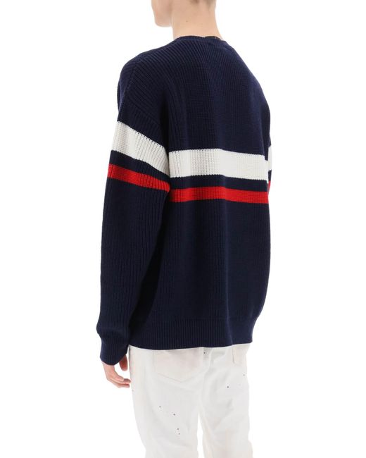 DSquared² Blue Wool Sweater With Varsity Patch for men