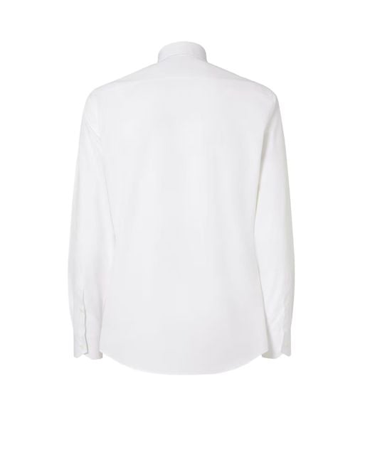 Fendi White Cotton Shirt With Metal Ff Button for men