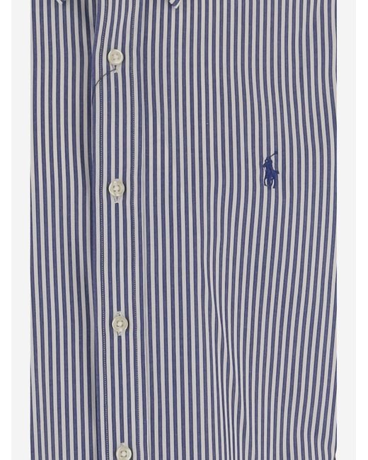 Polo Ralph Lauren Blue Shirt Stretch Cotton Striped for men