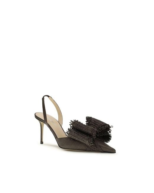 Mach & Mach Black Raffia Platform Pumps