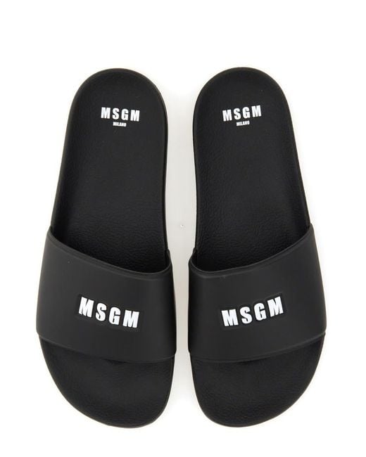 MSGM Black Slide Sandal for men