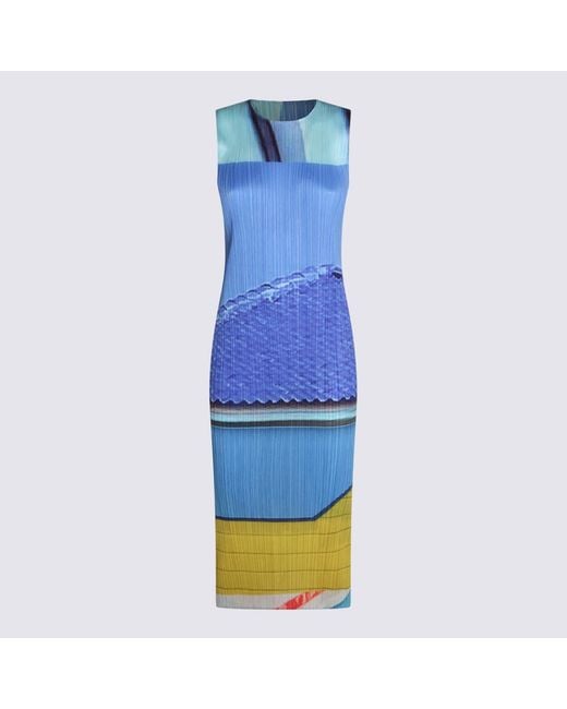 Pleats Please Issey Miyake Blue Dresses _Pl