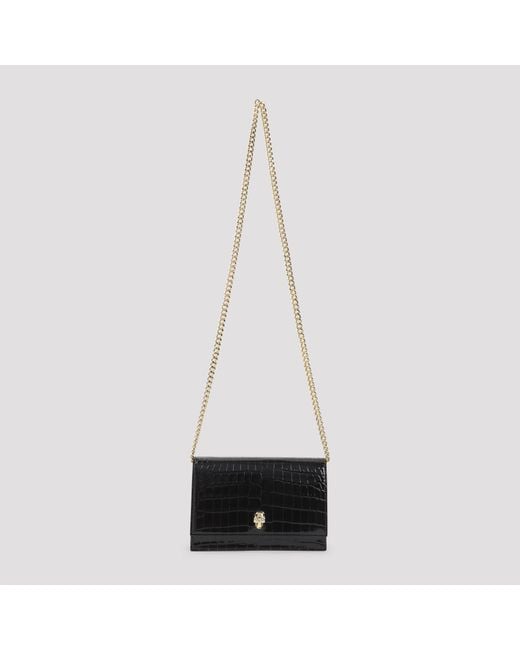 McQueen White Small Skull Clutch Leather Bag