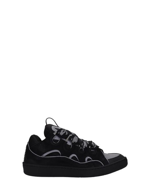 Lanvin Black Curb Sneakers In Leather for men