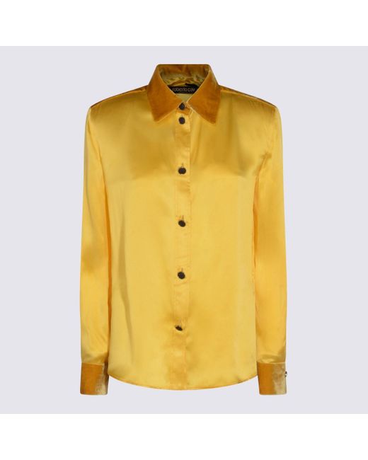 Roberto Cavalli Yellow Silk Shirt
