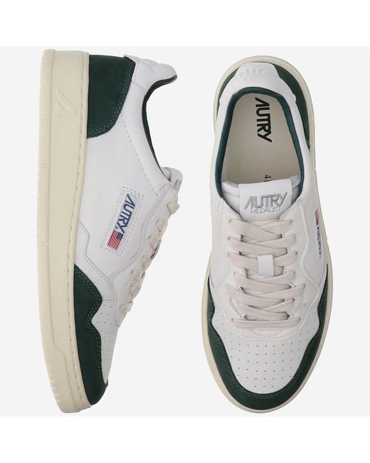 Autry Gray Low Medalist Leather Sneakers for men