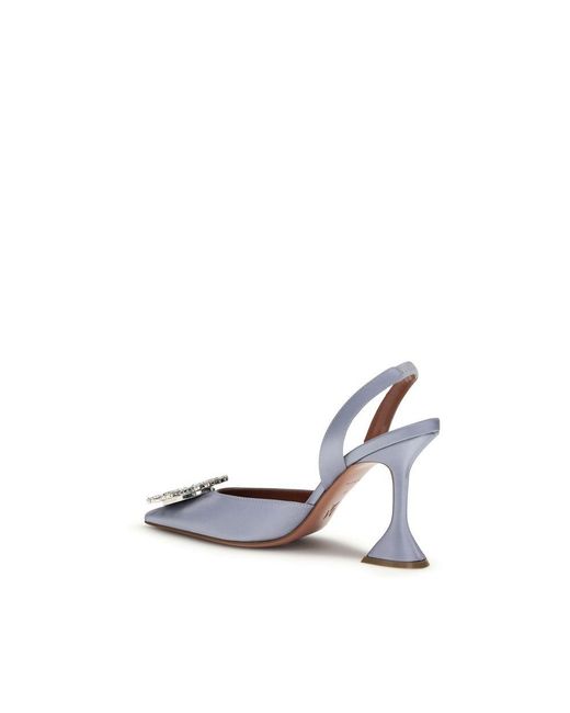 AMINA MUADDI White Purple Silk High Heel Pumps
