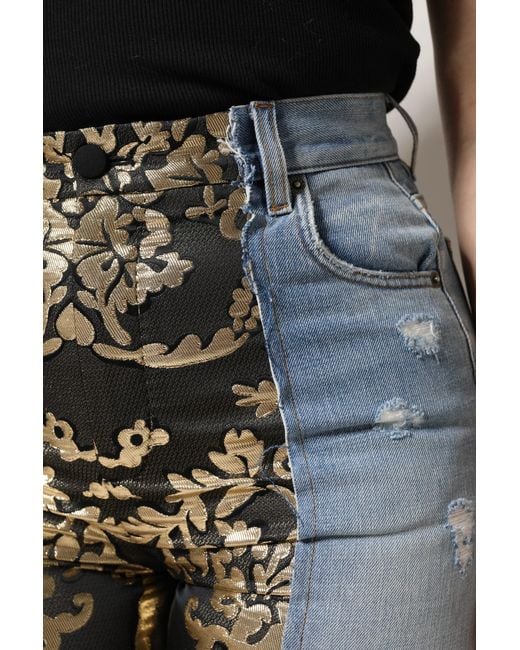 Dolce & Gabbana Black Patchwork High Waist Denim Jeans