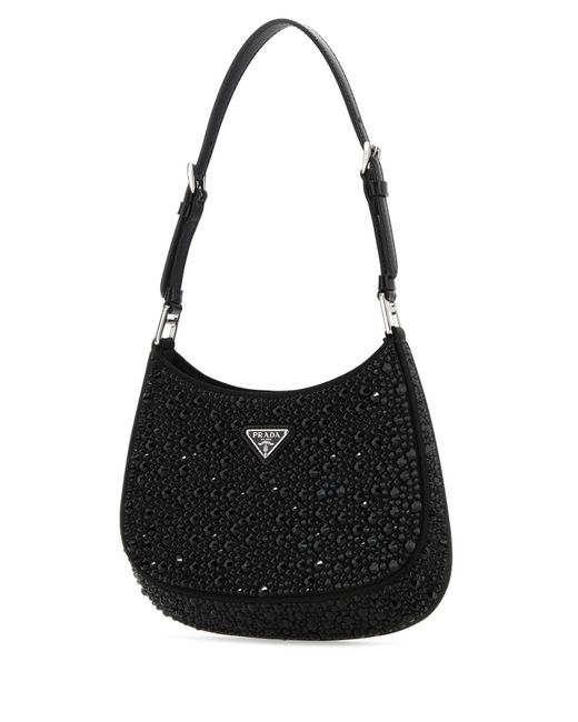 Prada Black Embellished Satin Cleo Handbag
