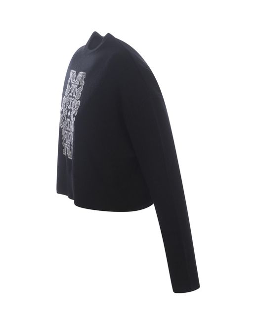 Max Mara Black Sweater Sir In Jacquard Wool