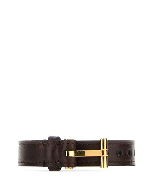 Tom Ford White Dark Leather T Bracelet for men