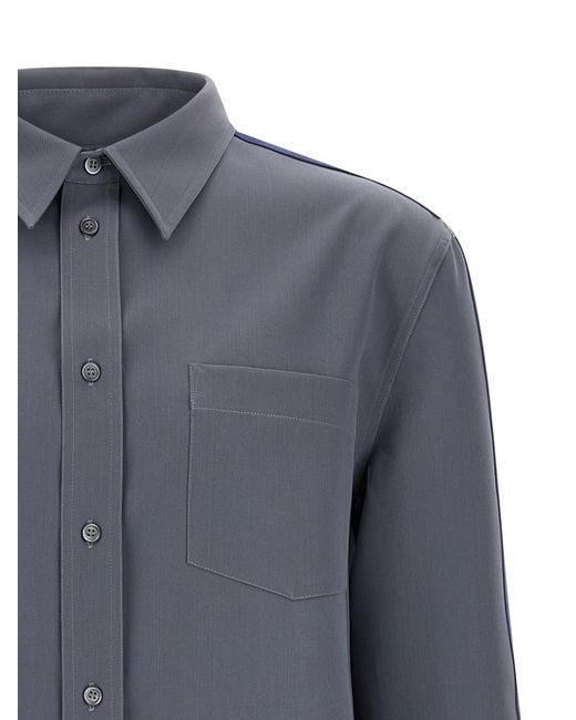 Marni Blue Contrasting Sleeve Virgin Wool Shirt for men
