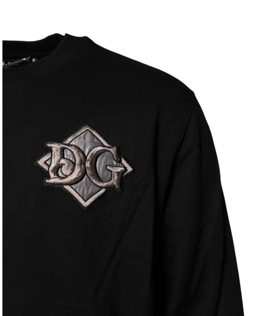 Dolce & Gabbana Black Logo Embroidery Sweatshirt Sweater Cotton Clothing for men