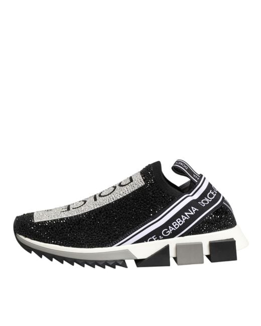 Dolce & Gabbana Black Sorrento Sneakers With Fusible Crystals