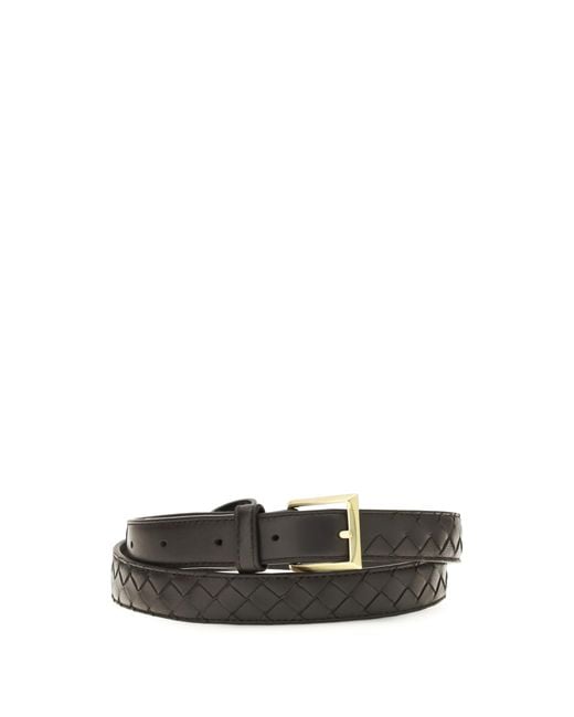 Bottega Veneta White Belt Intrecciato Espresso Leather Lamb