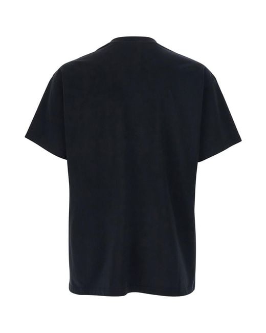 Givenchy Black Crew Neck T-Shirt With Chest Logo Patch for men