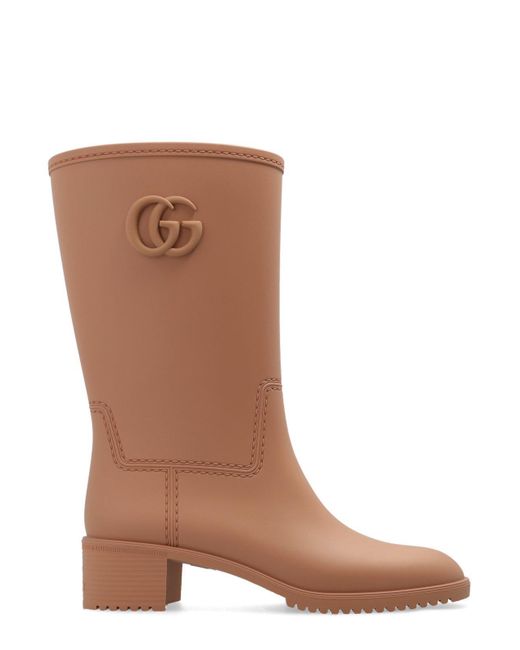 Gucci Brown Logo Plaque Boots