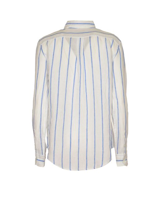 Polo Ralph Lauren White Logo Embroidered Relaxed Fit Stripe Shirt