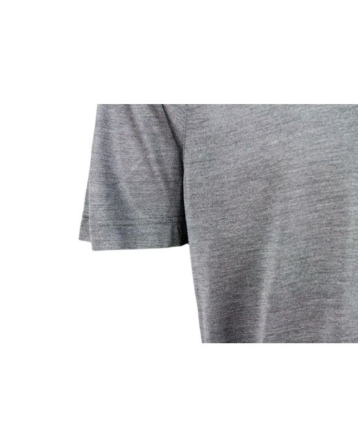 Barba Napoli Gray 100% Luxury Silk Crew-Neck Short-Sleeved T-Shirt With Slits On The Bottom for men