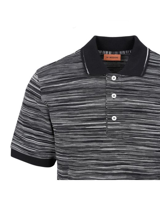 Missoni Black Striped Knitted Polo Shirt for men