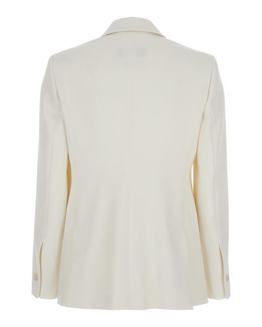 Max Mara White Palchi Jacket With Classic Lapels Virgin Wool Blazers