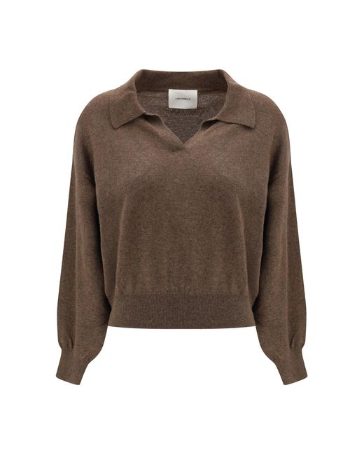 Lisa Yang Brown V-Neck Sweater Kashmir/Capra Hircus