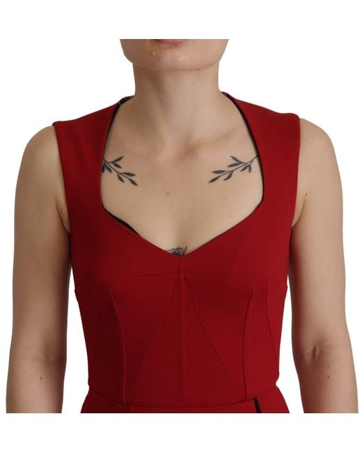 Dolce & Gabbana Red Elegant Bodycon Midi Dress