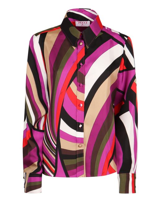 Emilio Pucci Pink Printed Silk Shirt