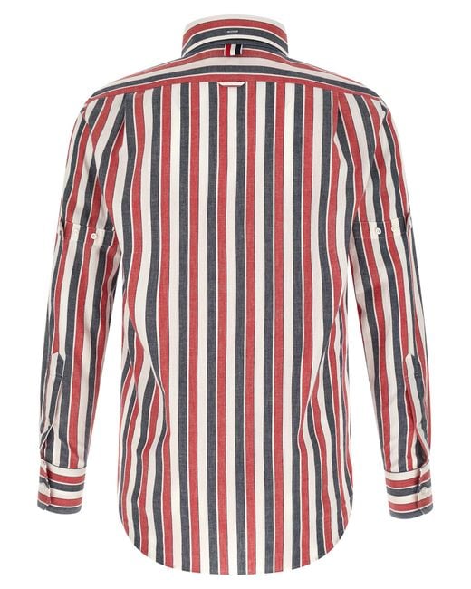 Thom Browne Red Madras Cotton Shirt for men