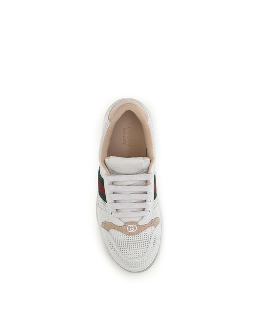 Gucci White Trainers Screener Perforated Leather