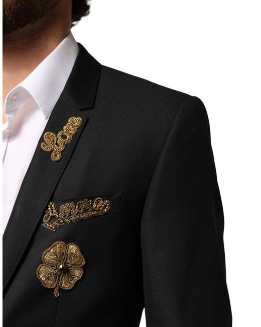 Dolce & Gabbana Black Embellished Single Breasted 2 Pc Suit for men