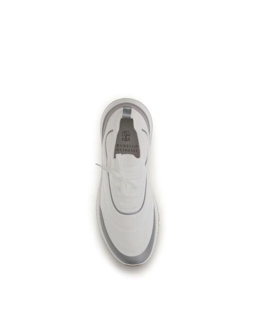Brunello Cucinelli White Techno Cotton Knit Sneakers Runners Upper: Cotton; Sole: Rubber for men