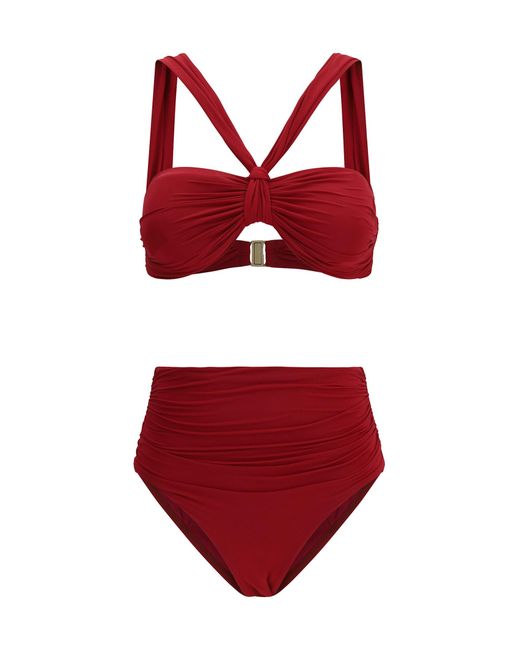 Zimmermann Red Daylight Knot Detail Bikini