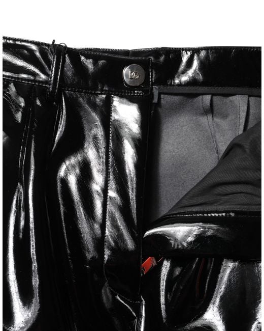 Dolce & Gabbana Black Cargo Style Shiny Pants