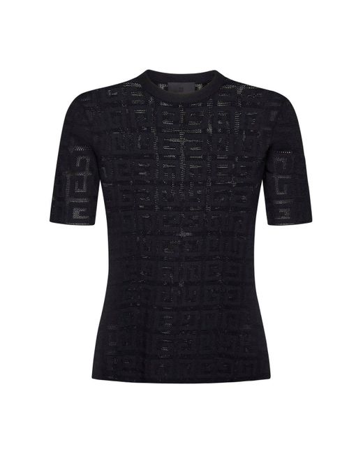 Givenchy 4g Jacquard Short Sleeved Sweater in Black | Lyst