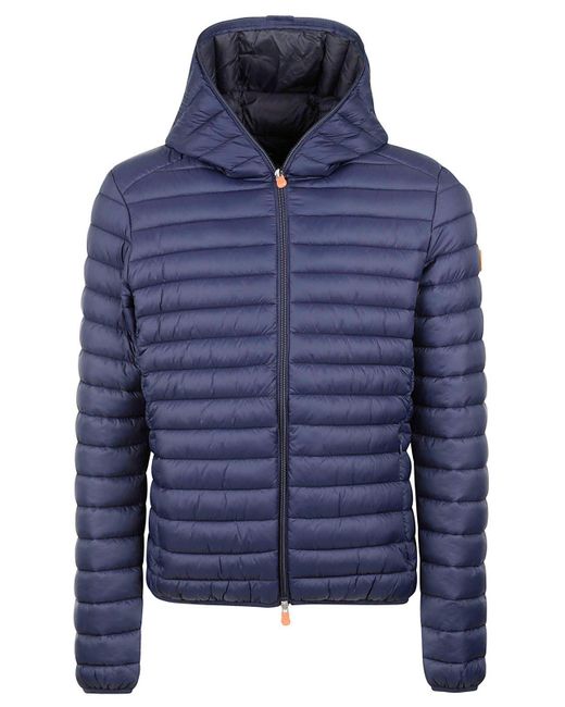 Save The Duck Blue Zip Up Hooded Jacket for men