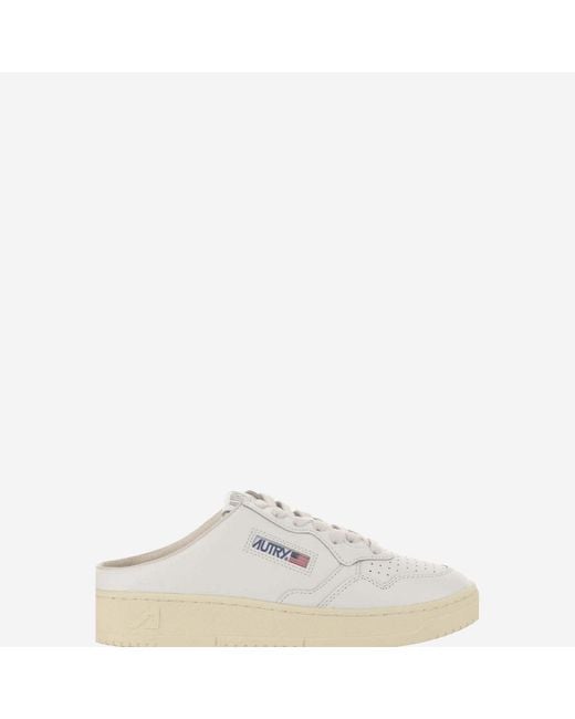 Autry White Medalist Mule Low Leather Sneakers