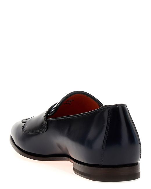 Santoni Black Nappa Leather Moccasins Loafers for men