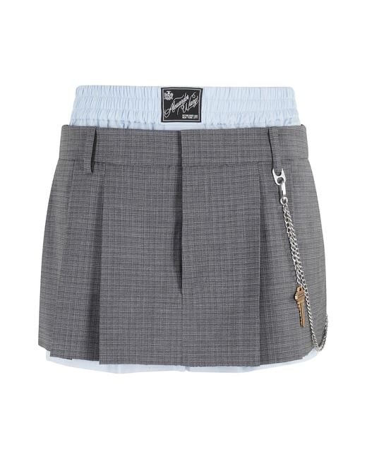 Alexander Wang Gray Pre Styled Pleated Skort W Chain