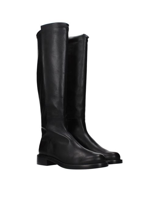 Stuart Weitzman Black Leather Over The Knee Shoe