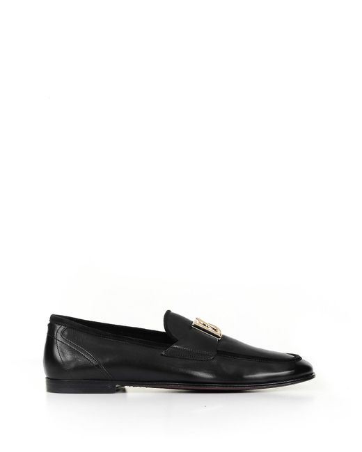 Dolce & Gabbana Leather Dg Logo Loafer in Nero (Black) for Men - Lyst