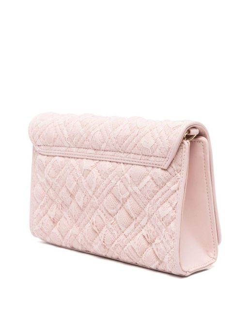 Love Moschino Pink Logo-lettering Quilted Crossbody Bag
