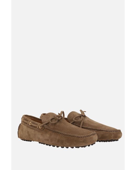 Car Shoe Brown Suede Driving Loafers for men