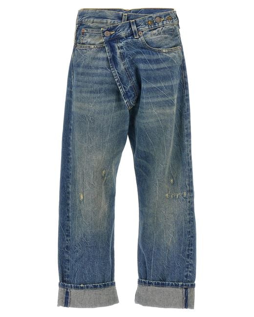 R13 Blue Cross Over' Jeans