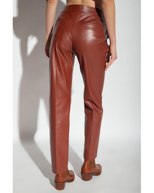 Chloé Red Leather Trousers