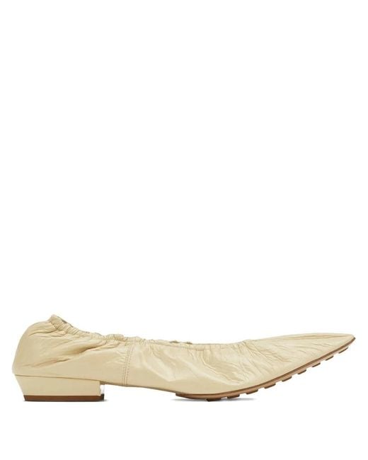 Bottega Veneta Natural Pointed-Toe Leather Flat Pumps