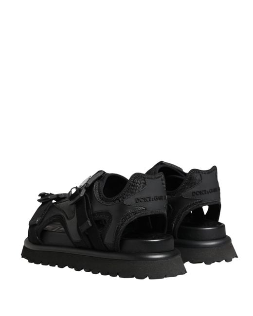 Dolce & Gabbana Black Logo Detailed Chunky Sandals Shoes Leather for men